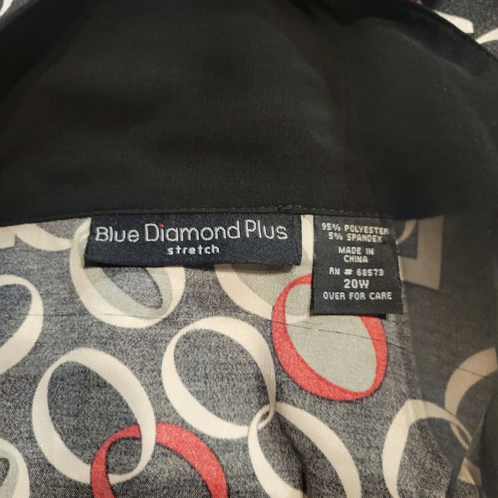 NWOT WOMENS BLUE DIAMOND STRETCH LINGERIE GOWN BLACK PRINT PLUS SIZE 20W - Picture 3 of 3